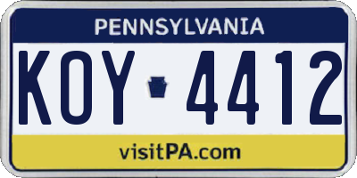 PA license plate KOY4412