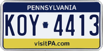 PA license plate KOY4413