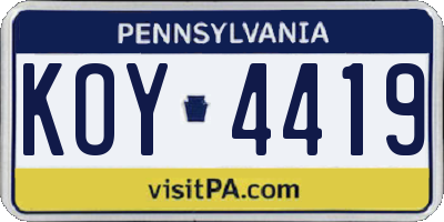 PA license plate KOY4419