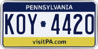 PA license plate KOY4420
