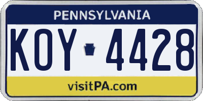 PA license plate KOY4428