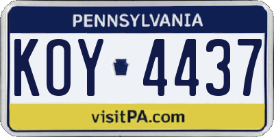 PA license plate KOY4437