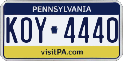 PA license plate KOY4440