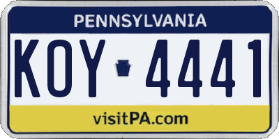 PA license plate KOY4441