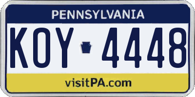 PA license plate KOY4448