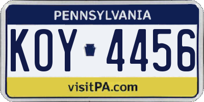 PA license plate KOY4456