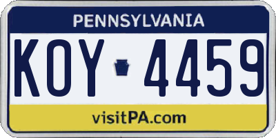 PA license plate KOY4459