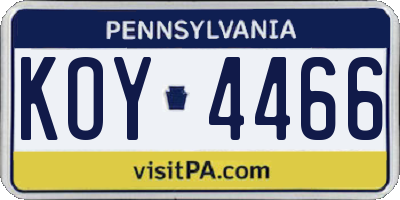 PA license plate KOY4466