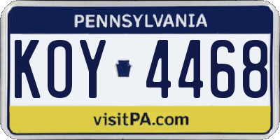 PA license plate KOY4468