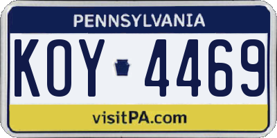 PA license plate KOY4469