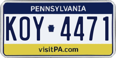 PA license plate KOY4471