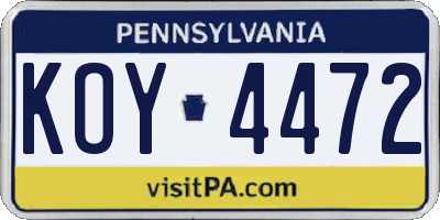 PA license plate KOY4472