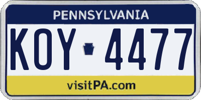 PA license plate KOY4477