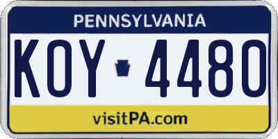 PA license plate KOY4480