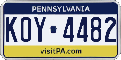 PA license plate KOY4482