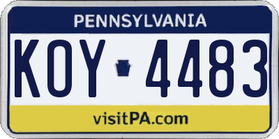 PA license plate KOY4483