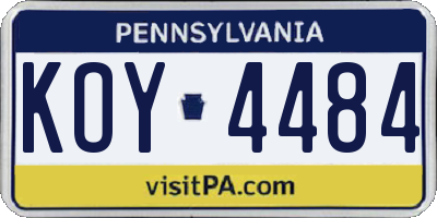 PA license plate KOY4484