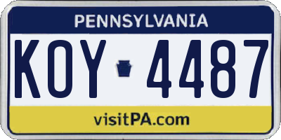 PA license plate KOY4487