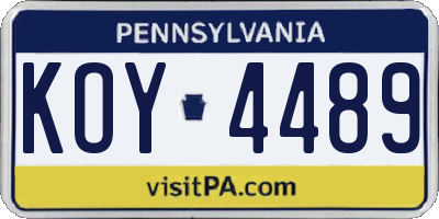 PA license plate KOY4489