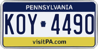 PA license plate KOY4490