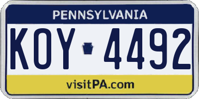 PA license plate KOY4492