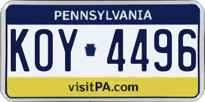 PA license plate KOY4496