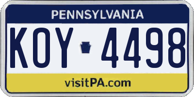 PA license plate KOY4498