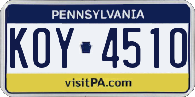 PA license plate KOY4510