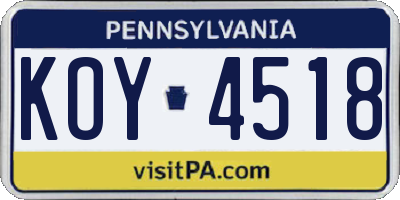 PA license plate KOY4518