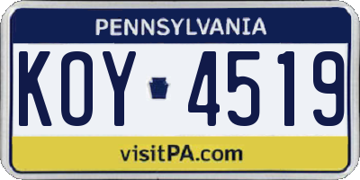 PA license plate KOY4519