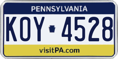 PA license plate KOY4528
