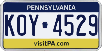 PA license plate KOY4529