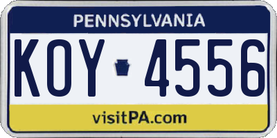 PA license plate KOY4556