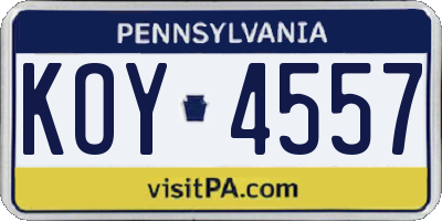 PA license plate KOY4557