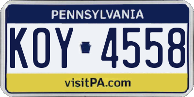 PA license plate KOY4558