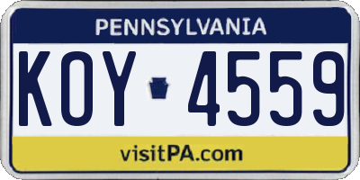 PA license plate KOY4559