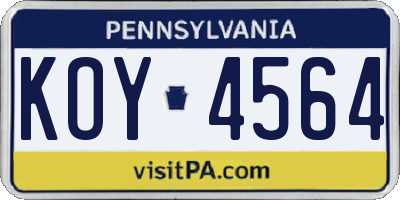 PA license plate KOY4564