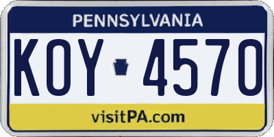 PA license plate KOY4570