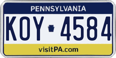 PA license plate KOY4584