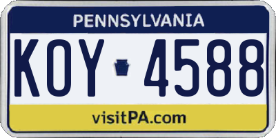 PA license plate KOY4588