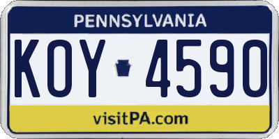 PA license plate KOY4590