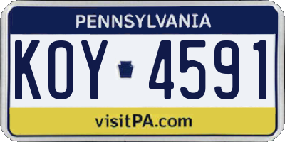 PA license plate KOY4591
