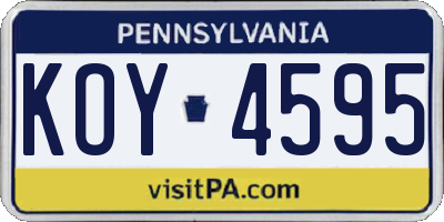 PA license plate KOY4595