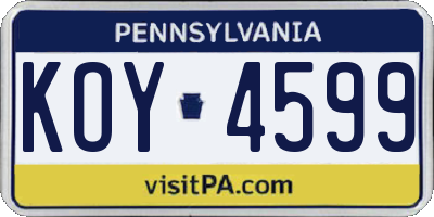 PA license plate KOY4599