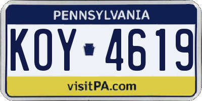 PA license plate KOY4619