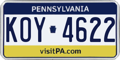 PA license plate KOY4622