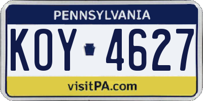 PA license plate KOY4627