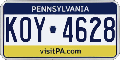 PA license plate KOY4628