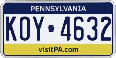 PA license plate KOY4632