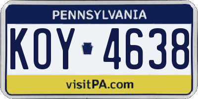 PA license plate KOY4638